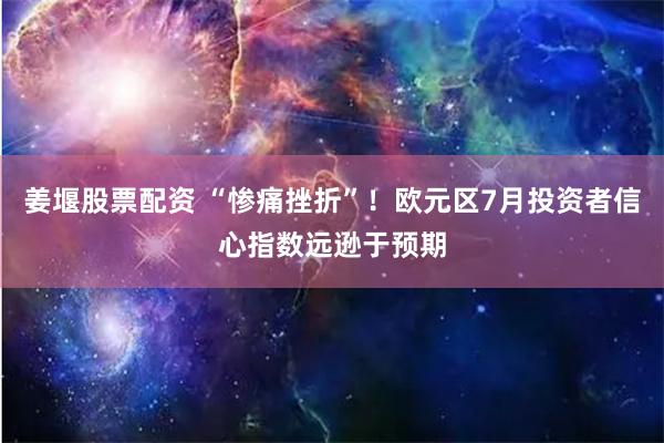 姜堰股票配资 “惨痛挫折”！欧元区7月投资者信心指数远逊于预期